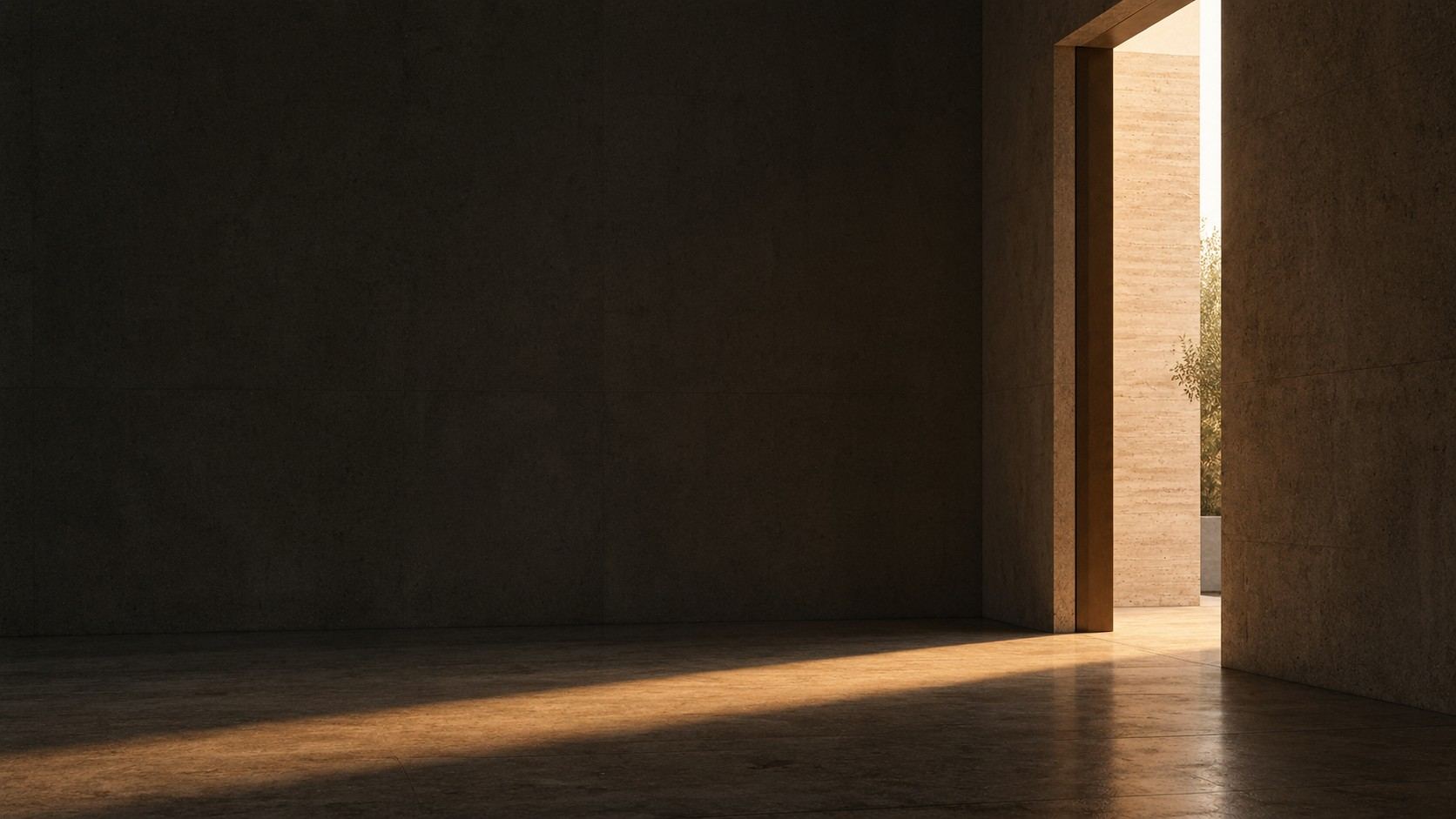 Stone threshold with natural light entering through an open doorway
